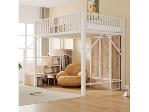 Lit mezzanine 140x200 cm <strong>OKWISH</strong>  <strong></strong> coloris blanc