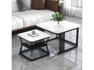 Table basse carré(e) coloris blanc <strong>KORFEE</strong> <strong></strong> - 65 cmx65 cm