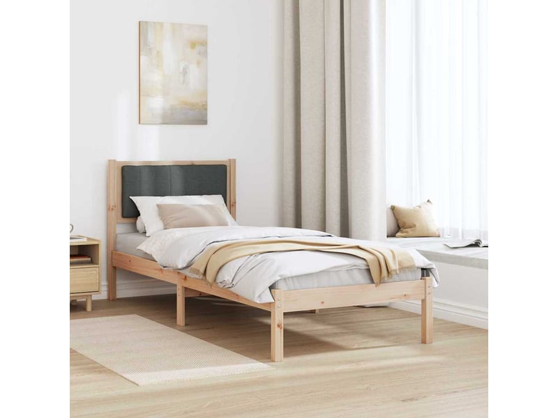 Lit simple- lit adulte - cadre de lit avec tête de lit rembourrée gris foncé 80 x 200 cm - Conforama C