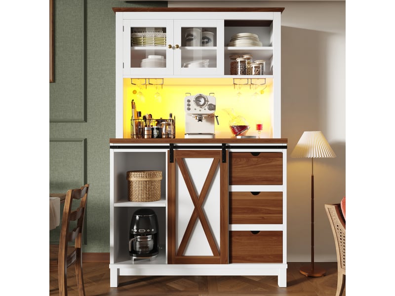  Meuble de cuisine avec tiroirs muvano, éclairage led, blanc, 104 × 40 × 180 cm  - Conforama C