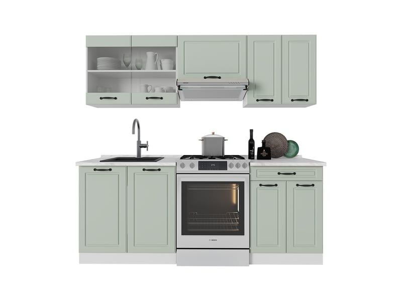 Vicco cuisine, mint campagneblanc, 200cm sans plan de travail - Conforama E