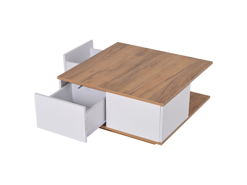 Table basse carrée 70 x 70 cm en panneau de particules avec finitions brillantes - Conforama D