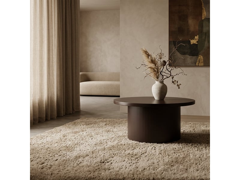  Table basse ronde plateau en marbre d'ingénierie marron  - Conforama D