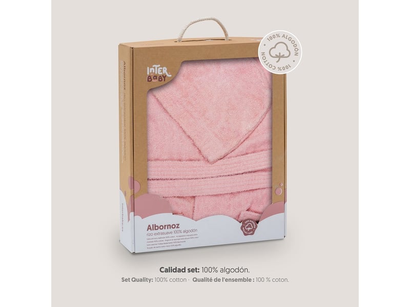  Peignoir de bain enfant interbaby taille 10-12 ans - rose - coton éponge, boîte cadeau 00516-T10-12-02 - Conforama B