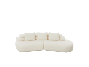 Canapé modulable, canapé de salon, en chenille, crème, forme incurvée, mobilier pour espace de vie, pour salon et séjour