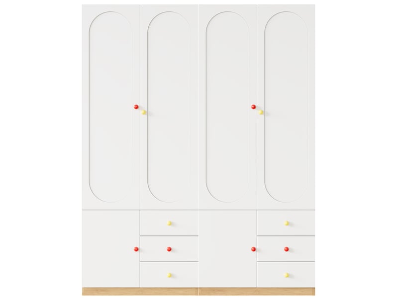  Lot de 2 armoires 2 portes 160x50x200 cm – blanc – 6 tiroirs, 2 penderies et étagères en mdf  - Conforama D