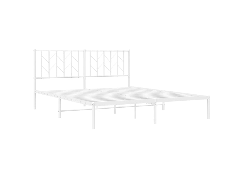  Lit double- lit adulte -  cadre de lit métal sans matelas et tête de lit blanc 160x200 cm  - Conforama C
