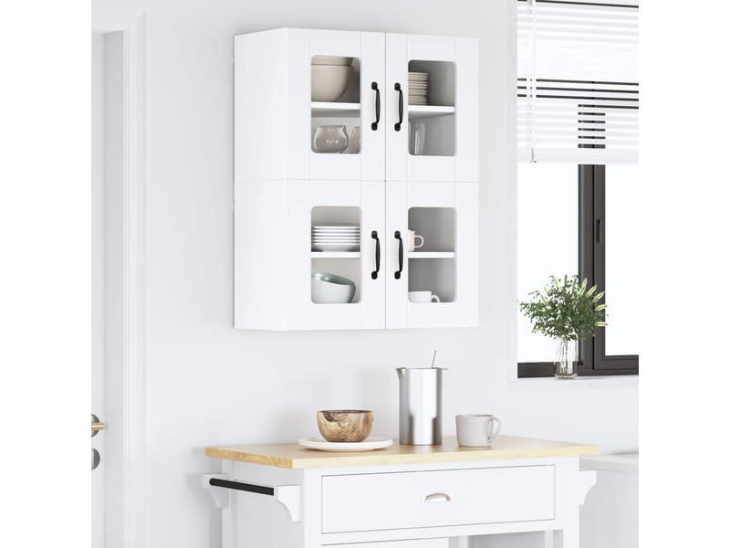  Meuble mural de cuisine, cabinet en verre mural 2 pcs blanc bois d'ingénierie shl6271  - Conforama D