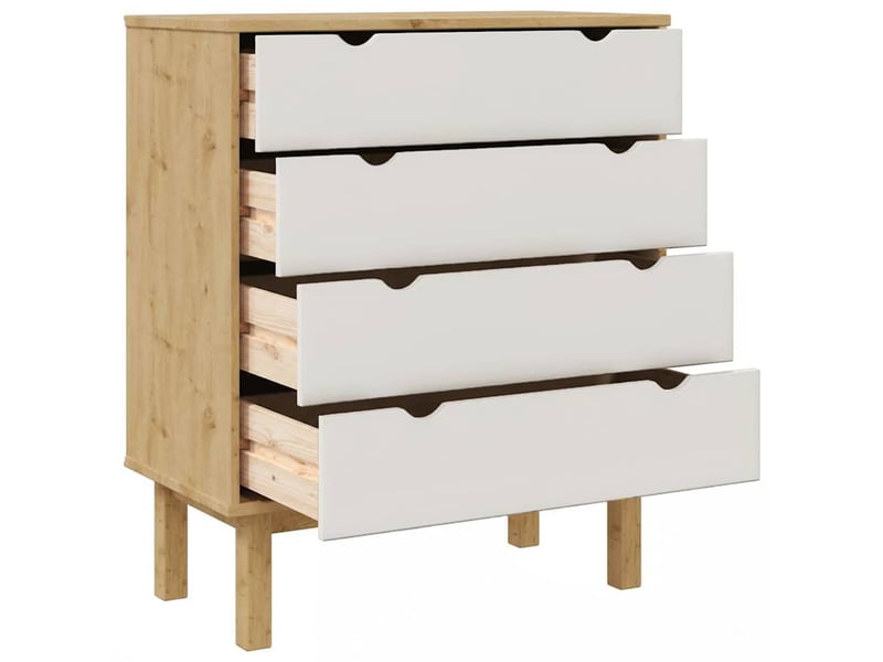  Commode, armoire à tiroirs bureau otta marron et blanc 76,5x39,5x90 cm bois de pin massif  - Conforama E