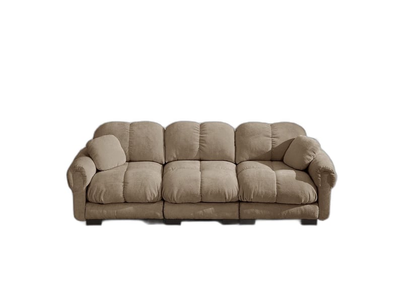  Canapé 3 places en chenille marron avec coussins déco et assise épaisse SF20260031022 - Conforama A