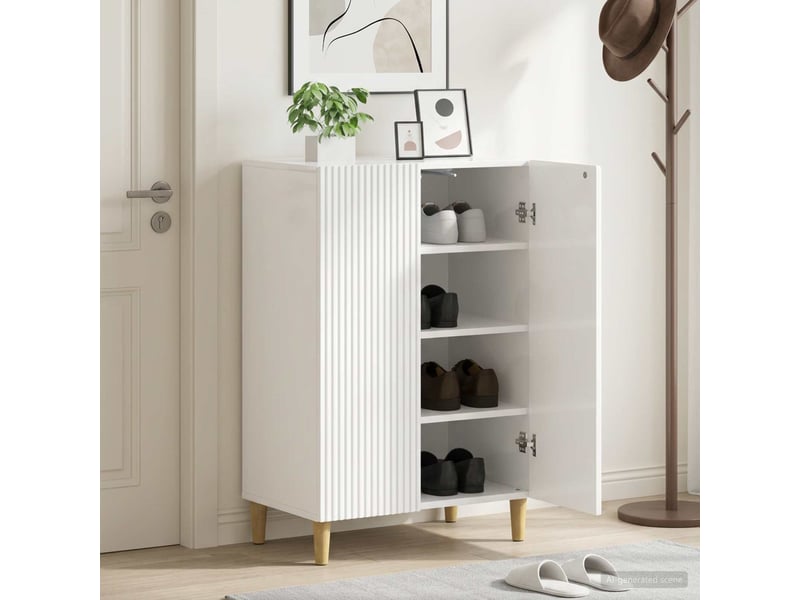  Meuble à chaussure, cabinet à chaussures arnhem 59,5x39,5x90 cm blanc brillant  - Conforama B