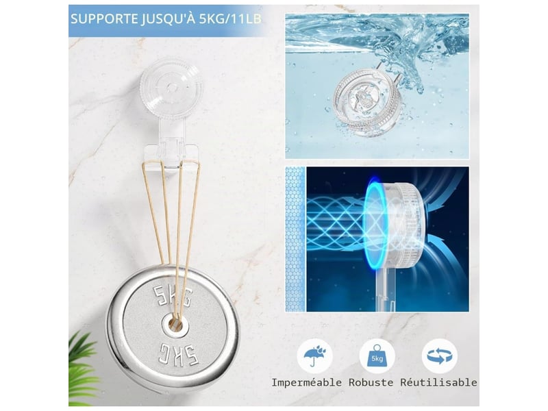 2 supports ventouse pour douche, amovibles. Idéaux salle de bain, cuisine, carrelage. Pour serviettes, vêtements et sacs. - Conforama D