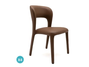 Lot de 4 chaises rembourrées en similicuir couleur marron