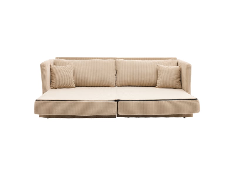 Canapé convertible 2 places 182x88x84 cm en velours côtelé beige chicfurn - Conforama A