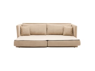 Canapé convertible 2 places 182x88x84 cm en velours côtelé beige chicfurn