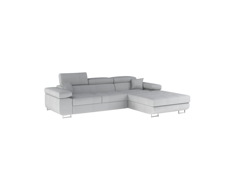 Canapé d'angle convertible amanda gris clair en tissu effet chiné avec coffre  - Conforama E