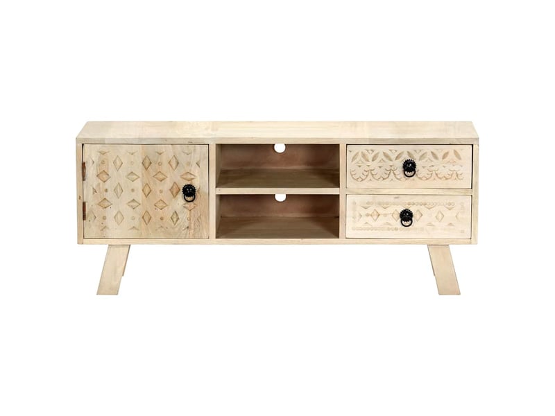  Meuble tv - banc tv - meuble de rangement 110x30x44 cm bois massif de manguier  - Conforama C