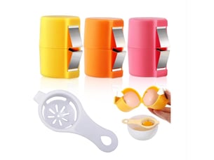 3 ouvre-œufs et 1 séparateur d'œufs, ouvre-coquille d'œuf, coupe-œufs, casse-œufs pour œufs crus, éplucheur d'œufs, ustensile de cuisine pour la cuiss