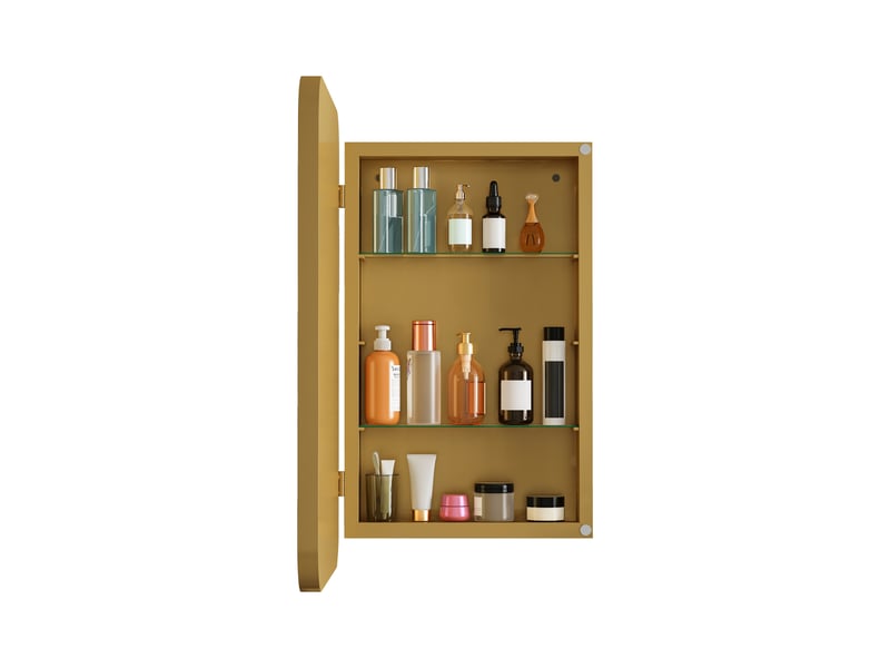  Armoire de toilette miroir étagères réglables métal doré 76x51x12 cm W2552P375107 - Conforama E