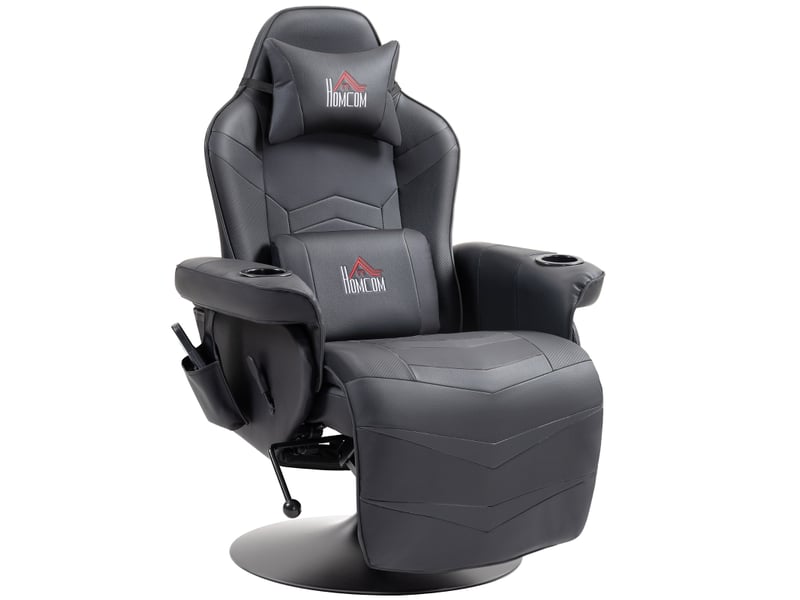  Fauteuil gaming massant,79,5x82,5x111,5 cm,inclinable,similicuir,noir  - Conforama A
