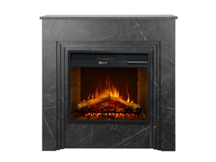 Bellini - cheminée électrique sur pied avec effet flamme 96x96x35 cm en bois effet marbre noir