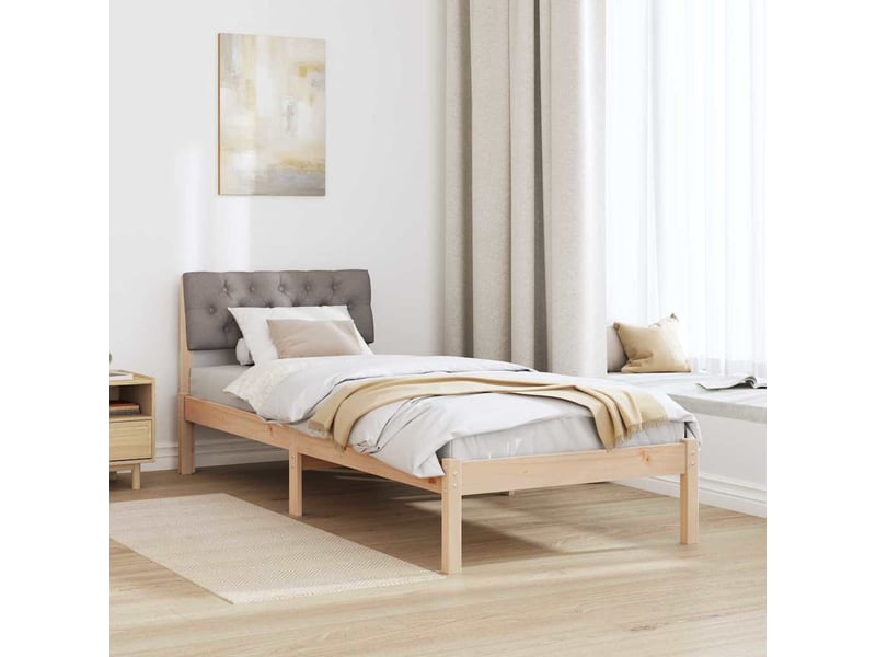 Lit simple- lit adulte - cadre de lit marron et taupe 80 x 200 cm bois massif en pin - Conforama C