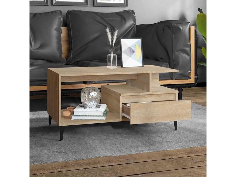  Table basse - table de salon - table à thé chêne sonoma 90x49x45 cm bois d'ingénierie  - Conforama C