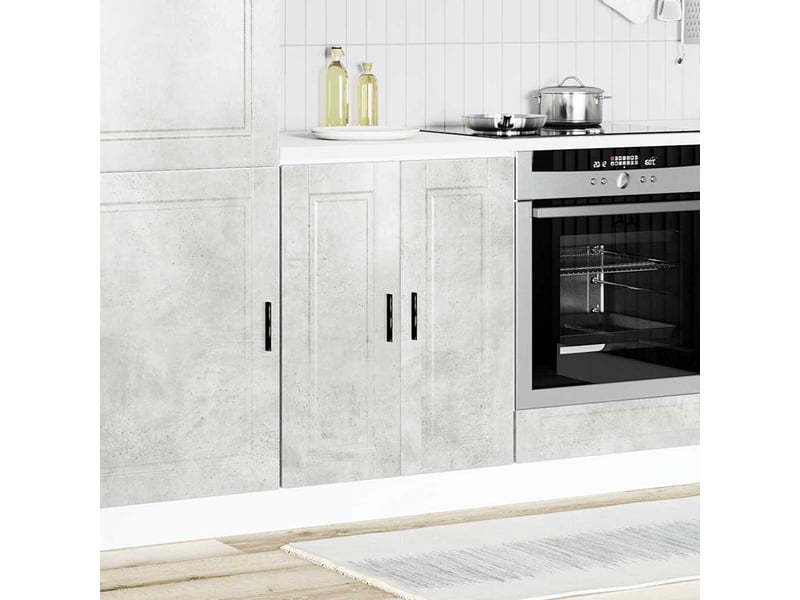  Meuble de rangement, armoire de cuisine porto gris béton bois d'ingénierie shl2307  - Conforama C