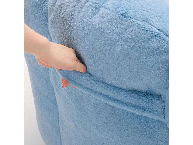  Fauteuil pouf en forme de lotus, assise légère garnie de mousse pour salon et chambre, peluche bleue  - Conforama E