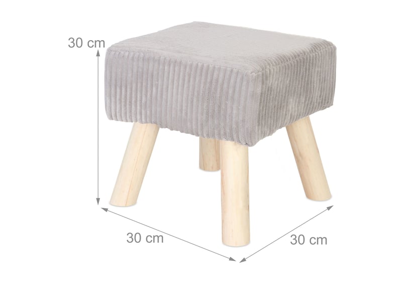  Pouf carré pratique décoratif 30 x 30 x 30 cm assise rembourrée élégante en velours côtelé beige 13_0017712  - Conforama B