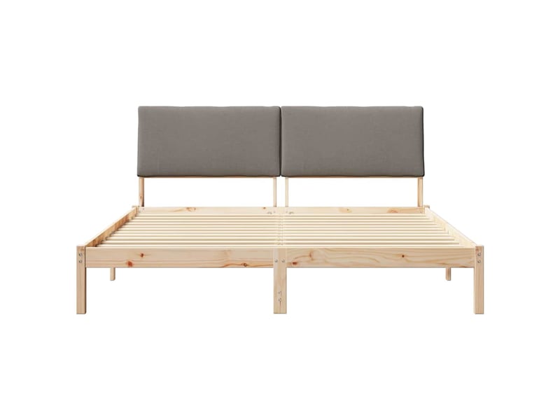  Lit double- lit adulte -  cadre de lit marron et taupe 200 x 200 cm bois massif en pin  - Conforama D