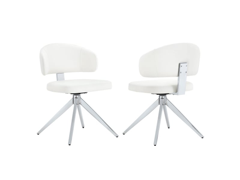  2 chaises pivotantes modernes avec dossier incurvé, assises rembourrées, cadre métal 4 pieds – salon et bureau  - Conforama A