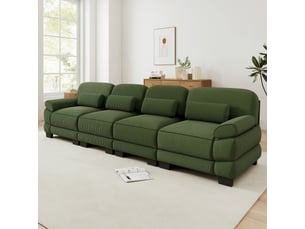 Meuble cosy canapé 4 places modulable velours côtelé vert 336cm - soutien lombaire ergonomique