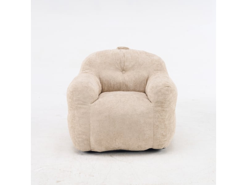  Pouf géant avec accoudoirs – fausse fourrure – fauteuil de lecture sans montage – beige  - Conforama A