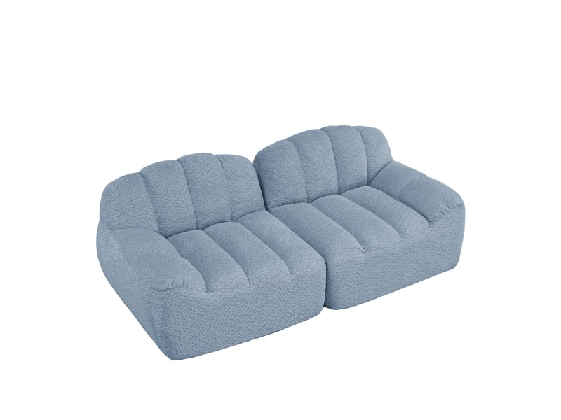  Canapé modulaire 2 places sans structure, forme coquillage, assise profonde, sans montage, bleu  - Conforama A