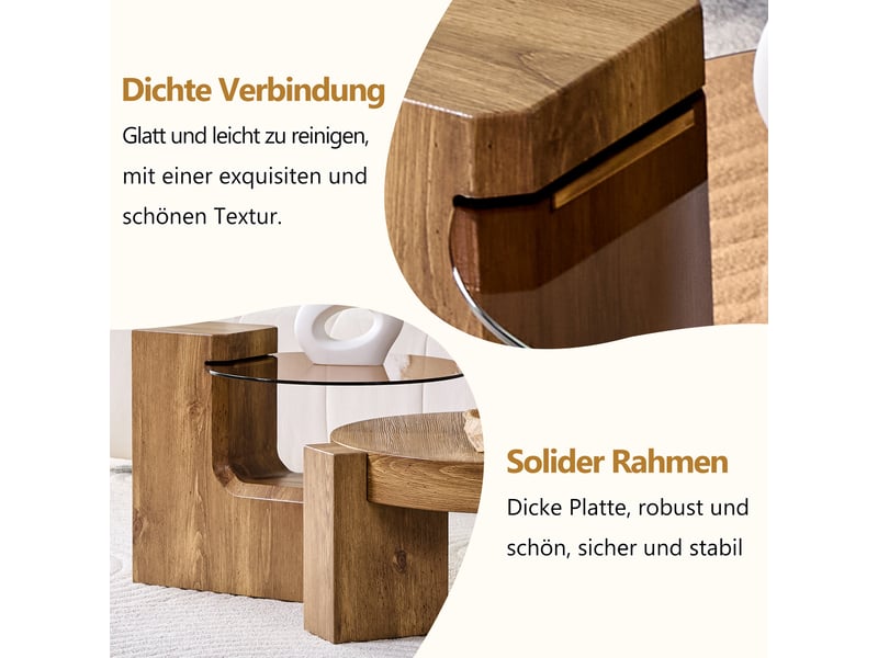  Table basse ronde ensembles mdf et verre teinté 61 cm  - Conforama E