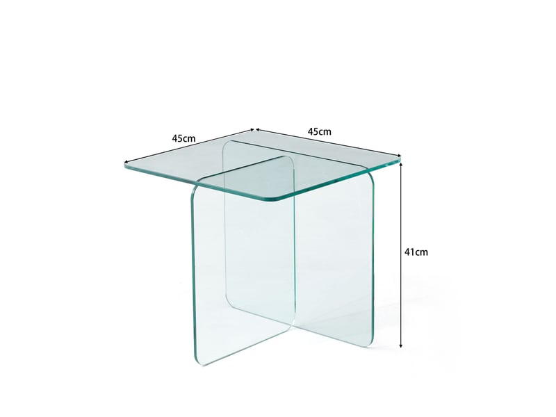  Table d’appoint en verre trempé transparent 45x45x41 cm  - Conforama E