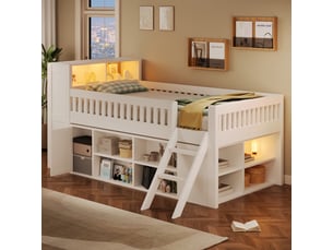 Lit mezzanine 120x200 cm <strong>SAPGAKS</strong>  <strong></strong> coloris blanc