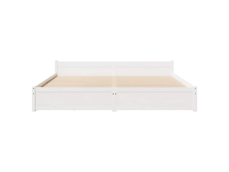  Lit double- lit adulte -  cadre de lit sans matelas blanc 180x200 cm bois massif de pin  - Conforama C
