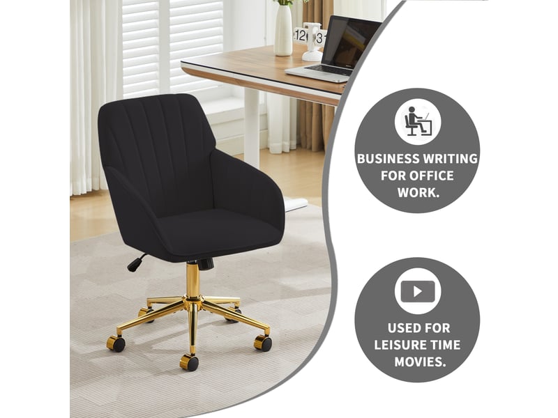  Chaise de bureau pivotante avec hauteur réglable - lpospi - dossier ergonomique, velours - noir  - Conforama D