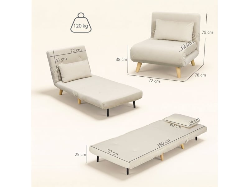  Canapé convertible, canapé-lit, beige, 2 en 1, pour salon et séjour, pour intérieur, mobilier pour espace de vie  - Conforama C