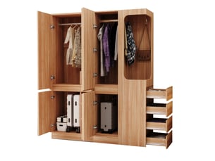 Armoire 4 porte(s) battante  4 tiroir(s) <strong>OKWISH</strong> <strong></strong> coloris naturel largeur 140 cm