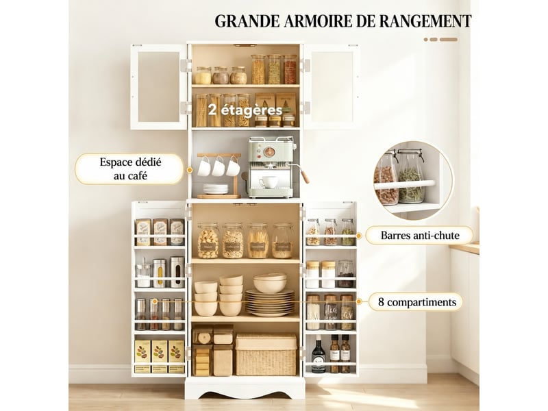 Meuble de cuisine muvano, buffet de cuisine blanc 4 portes avec plan de travail, largeur 60 cm - Conforama E