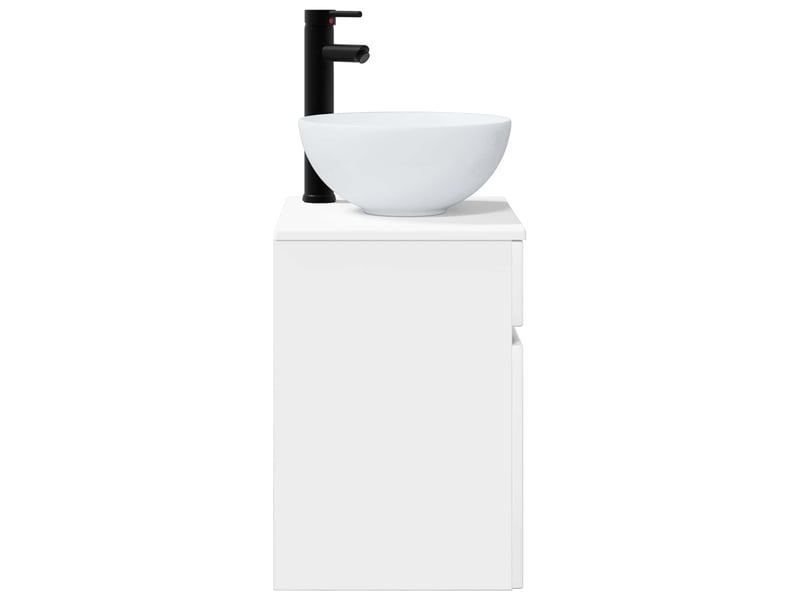 Meuble de lavabo mural, rangement salle de bain blanc brillant 39x35x63 cm - Conforama C