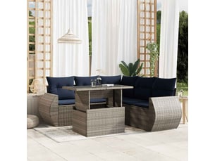 Vidaxl ensemble de canapé de jardin 6 pcs avec coussins gris résine tressée