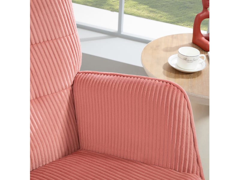  Fauteuil à bascule modenvie en velours côtelé rose avec accoudoirs 71 x 98 x 101 cm  - Conforama E