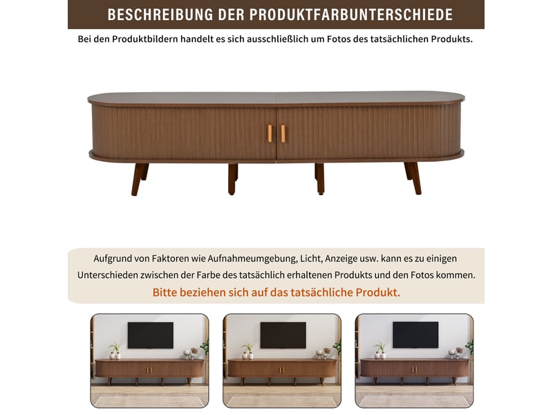  Ensemble meuble tv 170x40x42 cm et  table basse 100x50x40 cm, 2 tiroirs, portes coulissantes, mdf, noyer foncé  - Conforama E