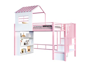 Lit mezzanine 90x200 cm <strong>HAVRYA</strong>  <strong></strong> coloris rose