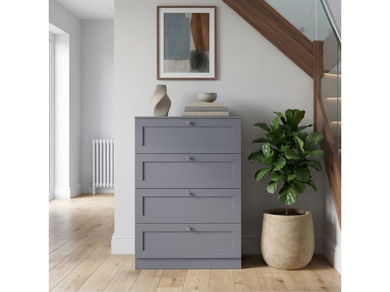  Commode altino 4 tiroirs, chambre, rangement vêtements, meuble, 99x65x36cm, gris 3332183 - Conforama C