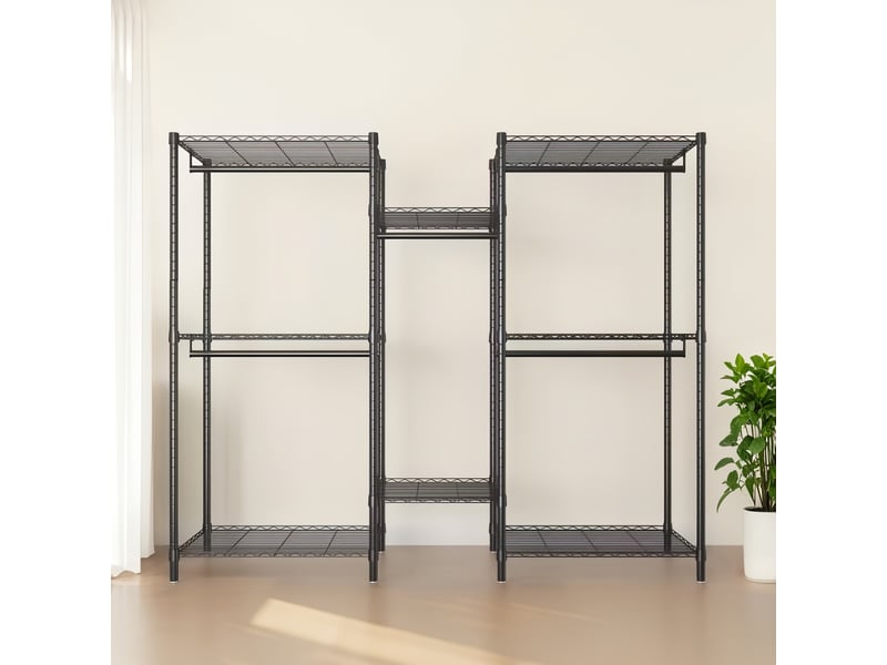  Portemanteau en métal noir avec 8 étagères et 5 perchoirs  - Conforama W